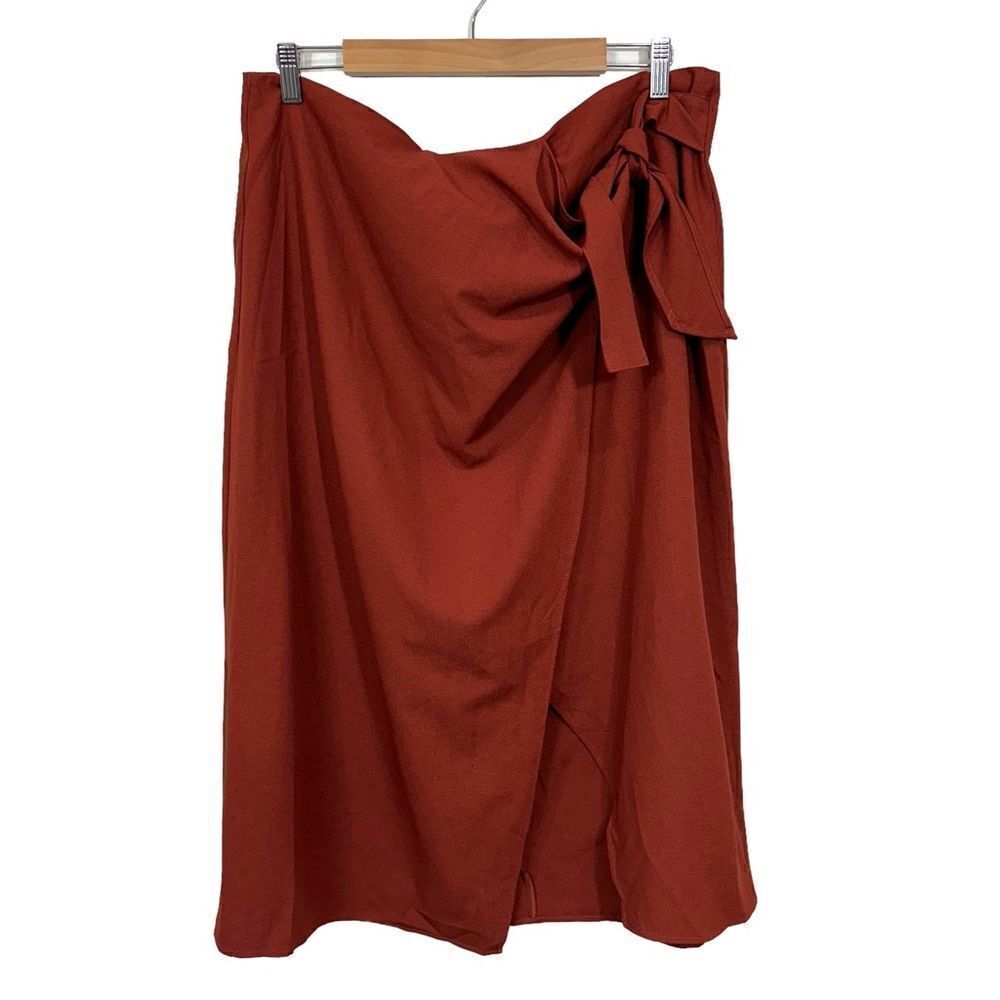 NWT Side Faux Wrap Cinnamon Fall Midi‎ Skirt, 1XL